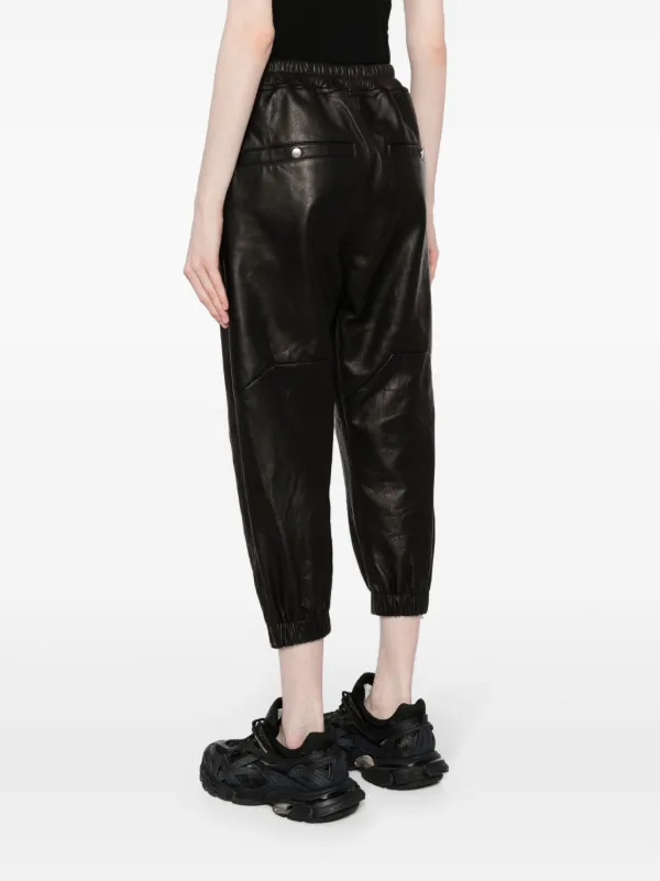 Rick Owens クロップド レザーパンツ | ブラック | FARFETCH JP
