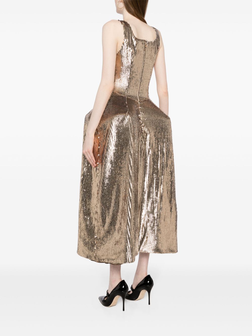 Shop Puppets And Puppets Ripley Sequinned Pannier Dress In Gold