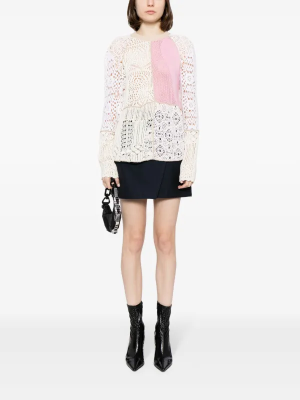 Marine Serre Regenerated crochet-knit Jumper | Neutrals