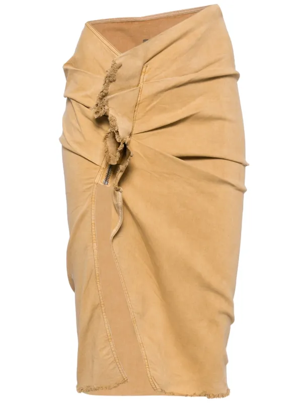 関税込*RICK OWENS DRKSHDW ギャザーデニムスカート Rick Owens DRKSHDW Edfu ギャザーデニムスカート | ブラウン
