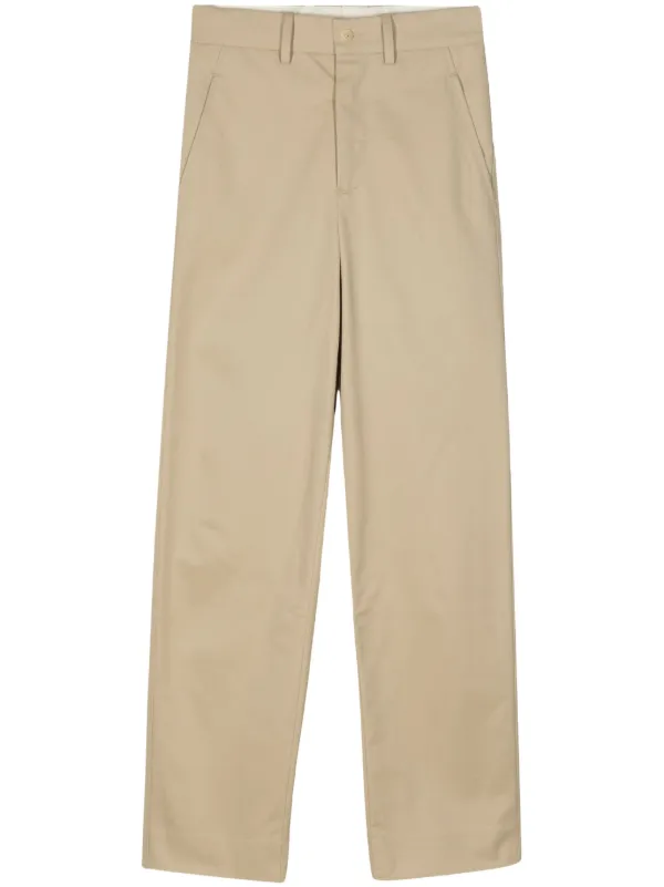 Bode High-rise Straight-leg Cotton Trousers in Neutrals