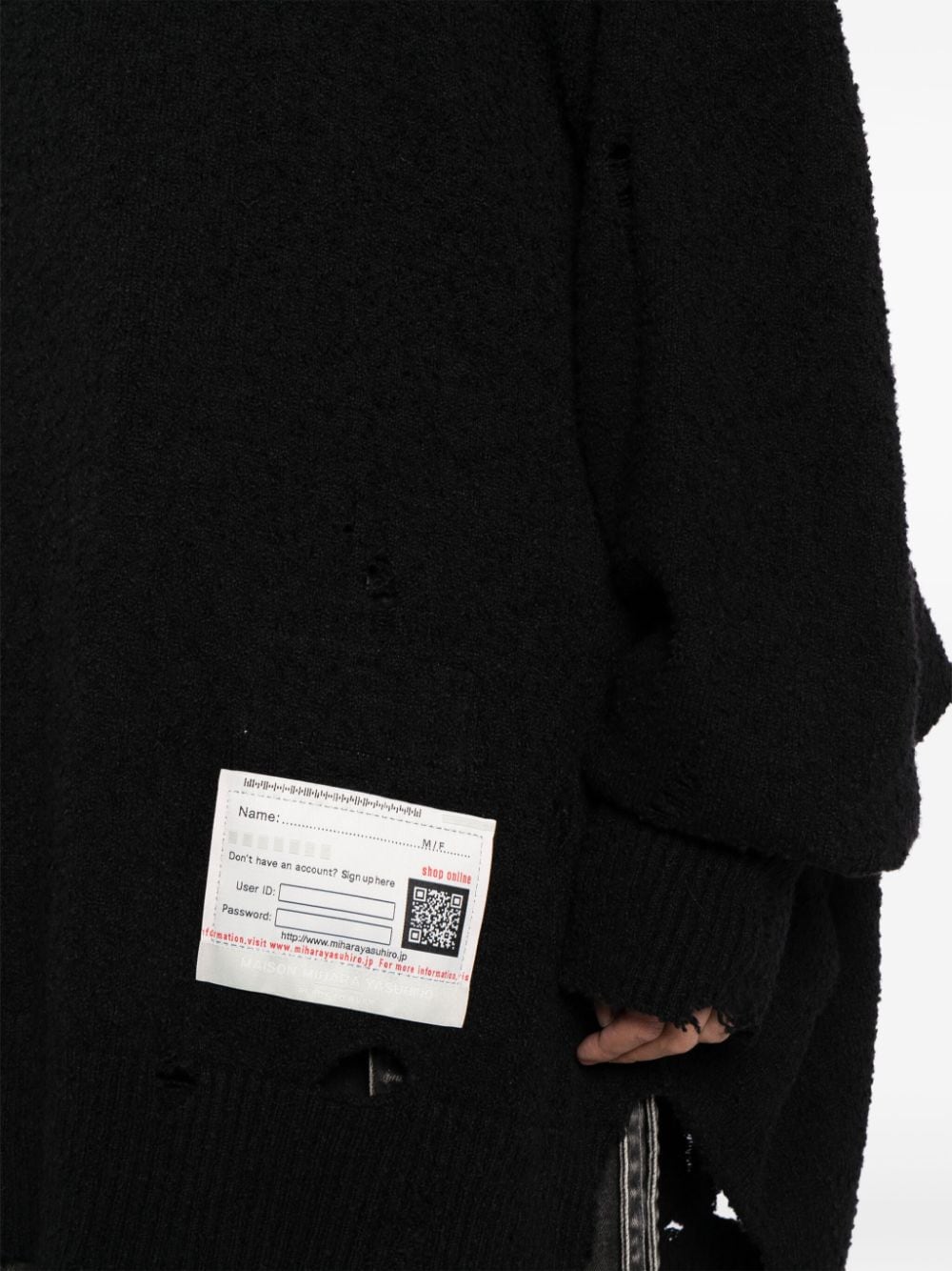 Maison Mihara Yasuhiro Gerafelde trui met logopatch Zwart