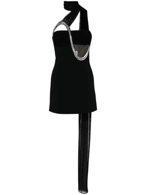 David Koma vestido corto con ribete metalizado