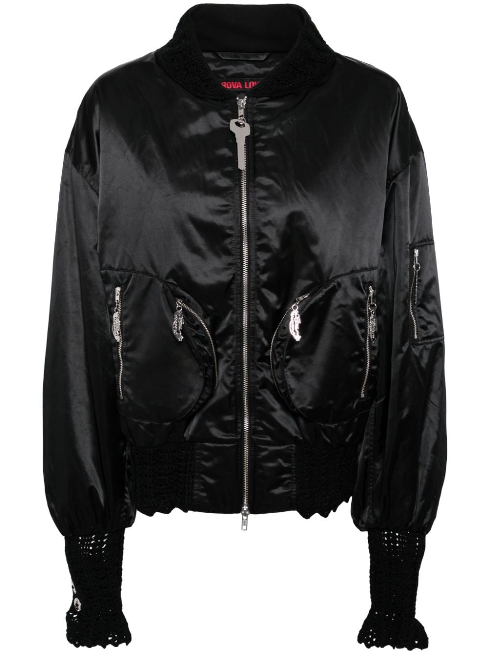 graphic-print zip-up bomber jacket