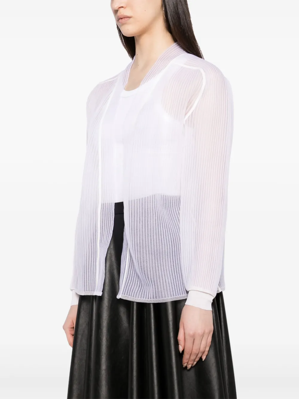 Alaïa Sheer Stripe Cardigan | White | FARFETCH