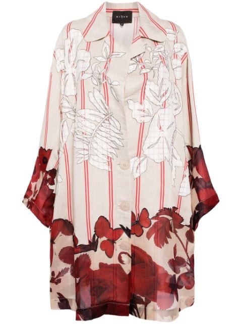 Biyan floral-print button-up coat 