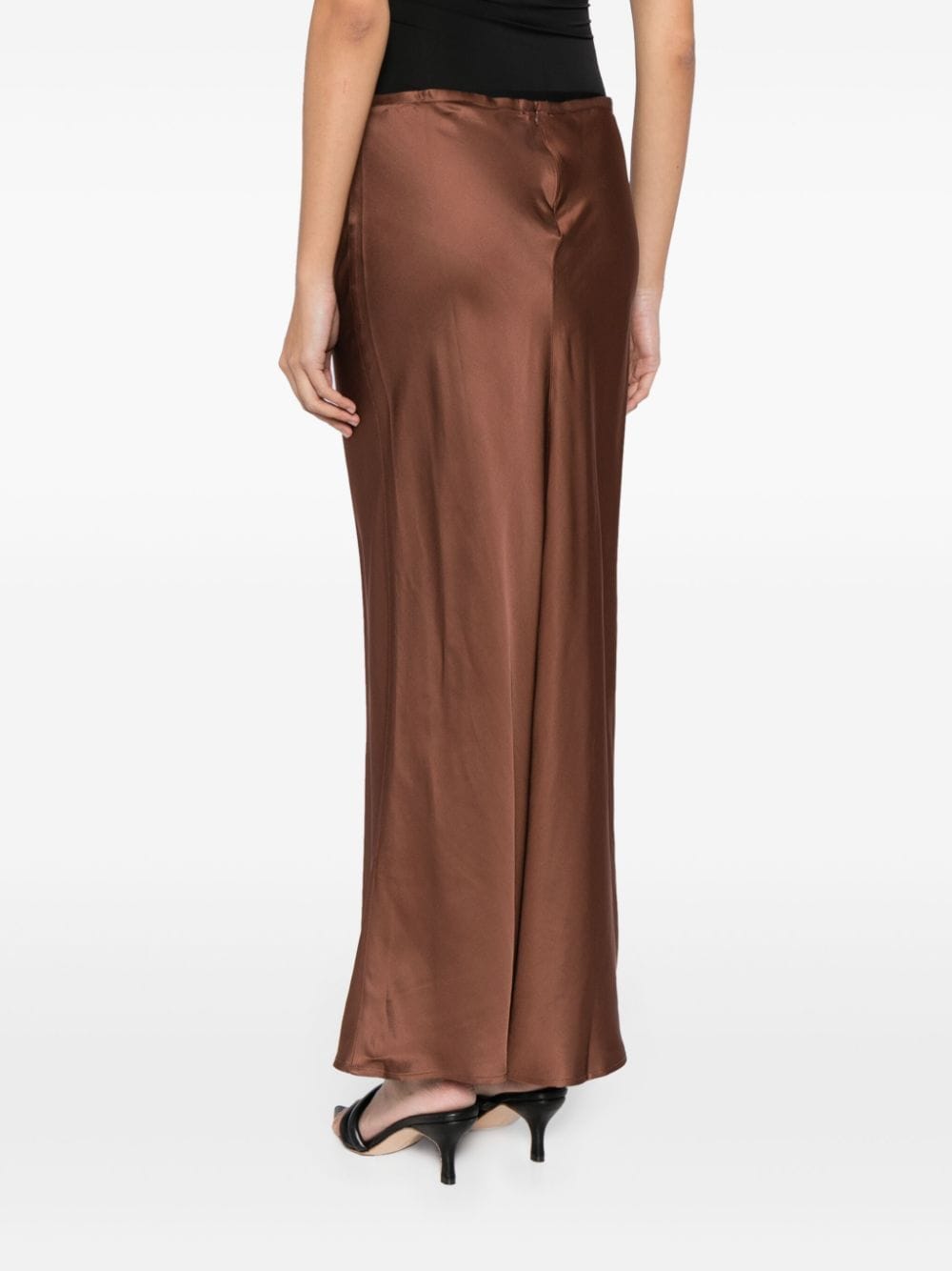Shop Baserange Dydine Flared Maxi Skirt In Brown