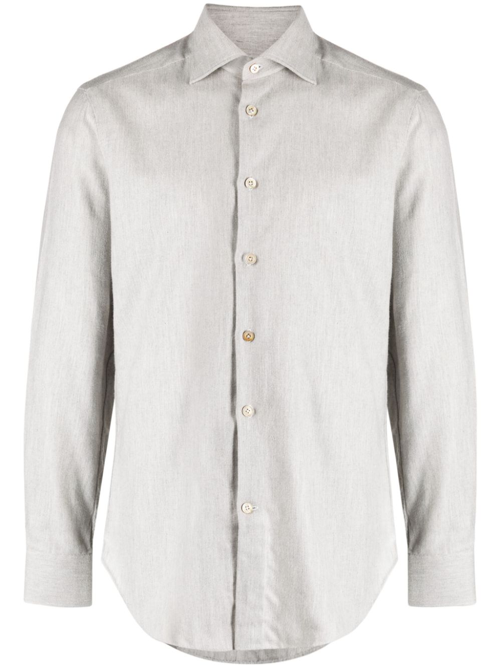 Kiton Herringbone Cotton Shirt In Grey