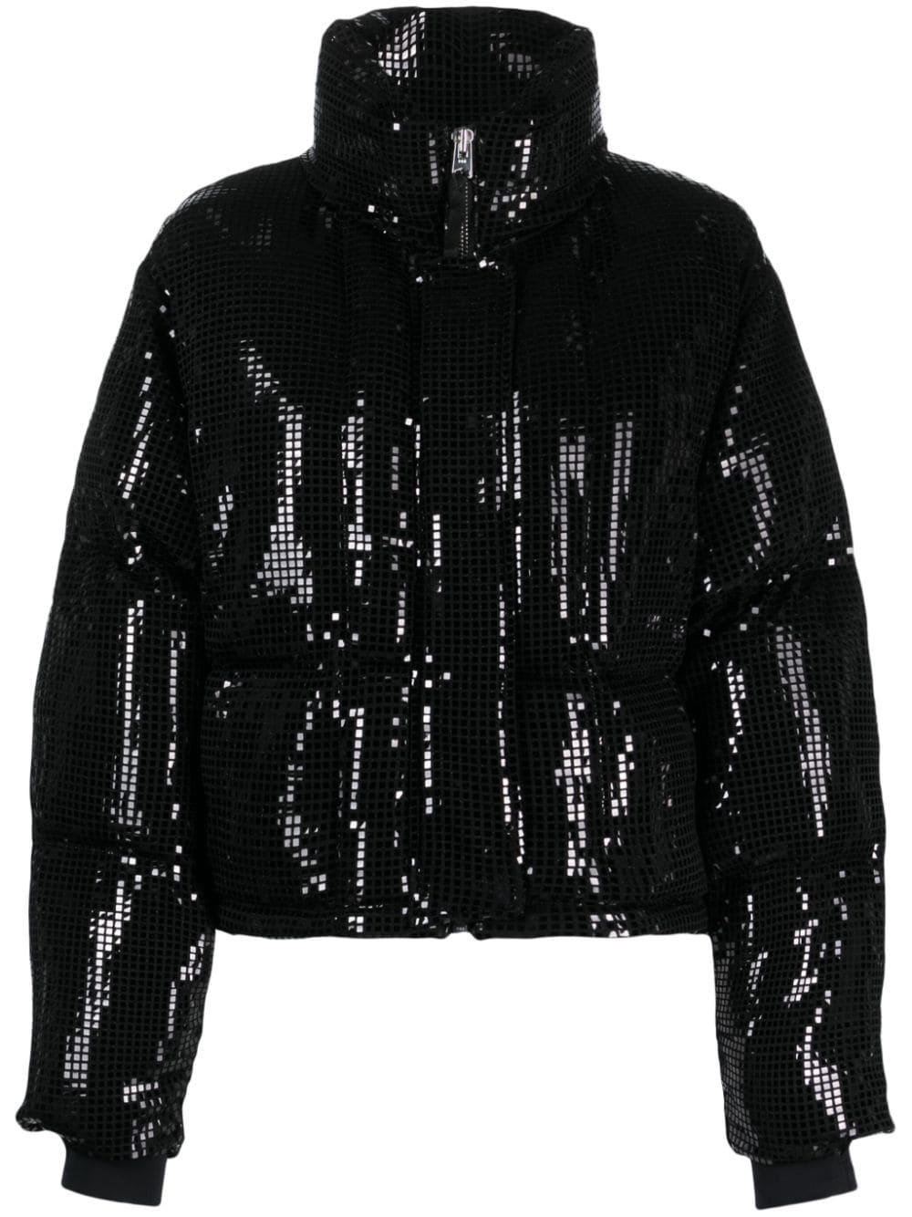 Shop Shoreditch Ski Club Dissco Zip-up Puffer Jacket In Black