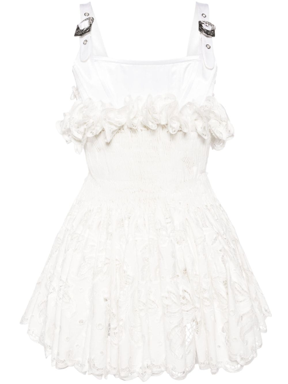 Chopova Lowena Faddy Smocked Minidress In White