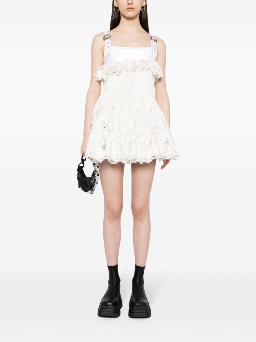 Shop Chopova Lowena Faddy Smocked Minidress In White