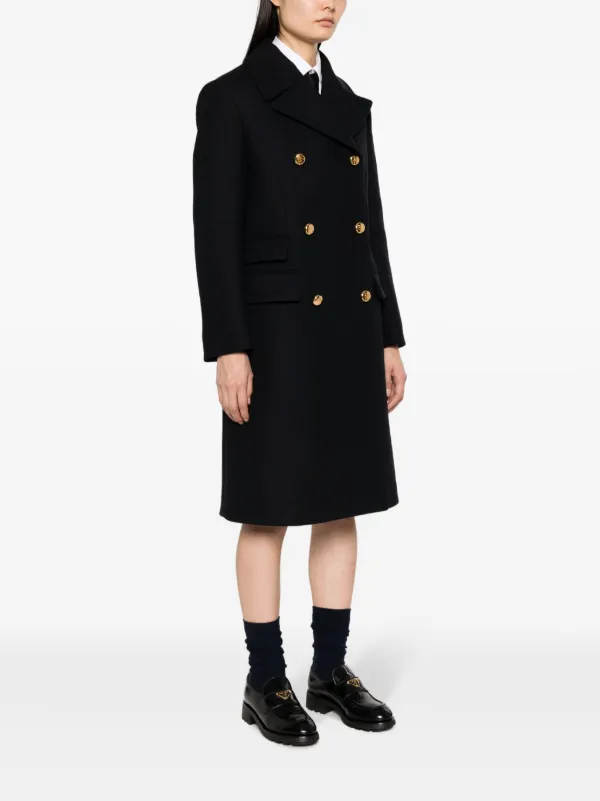 Prada Virgin Wool double-breasted Coat | Blue | FARFETCH