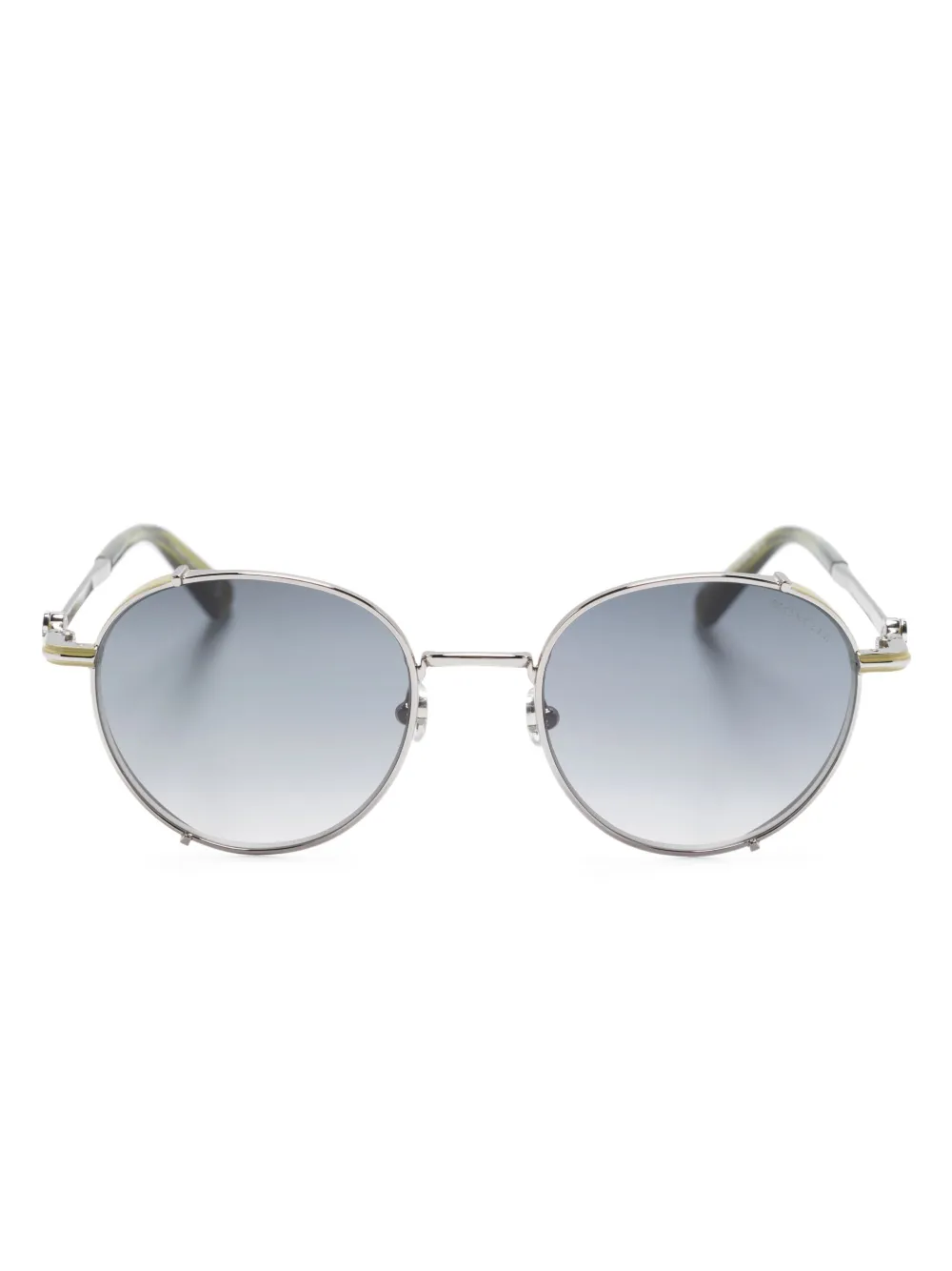 Moncler Round-frame Mirrored Sunglasses In Green