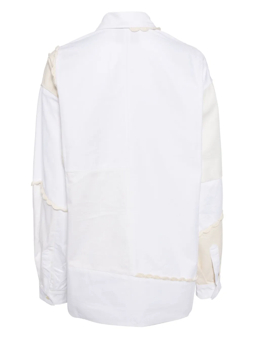 CAVIA panelled crochet-trim shirt - Beige