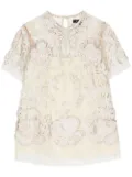 Biyan conch-embroidered sheer blouse - Neutrals