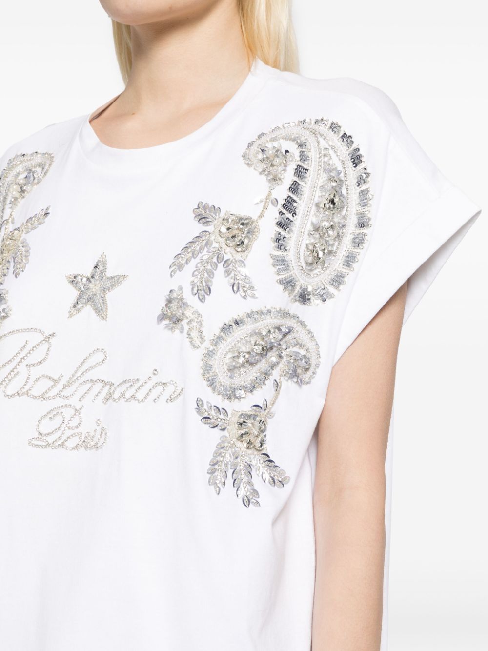 Balmain crystal-embellished cotton T-shirt Women