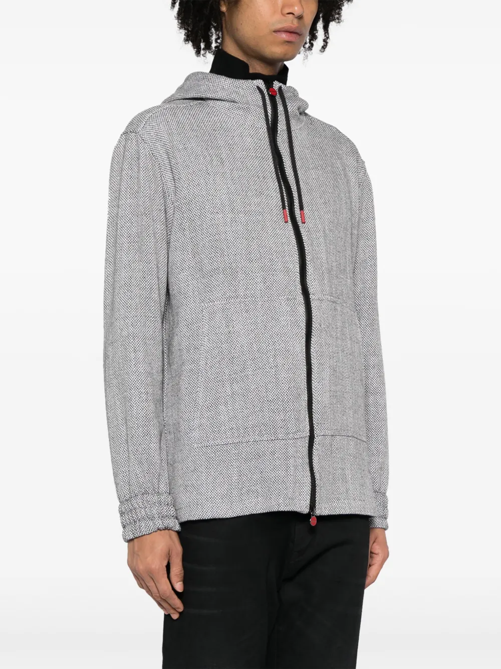 Kiton Herringbone zipup Jacket Farfetch
