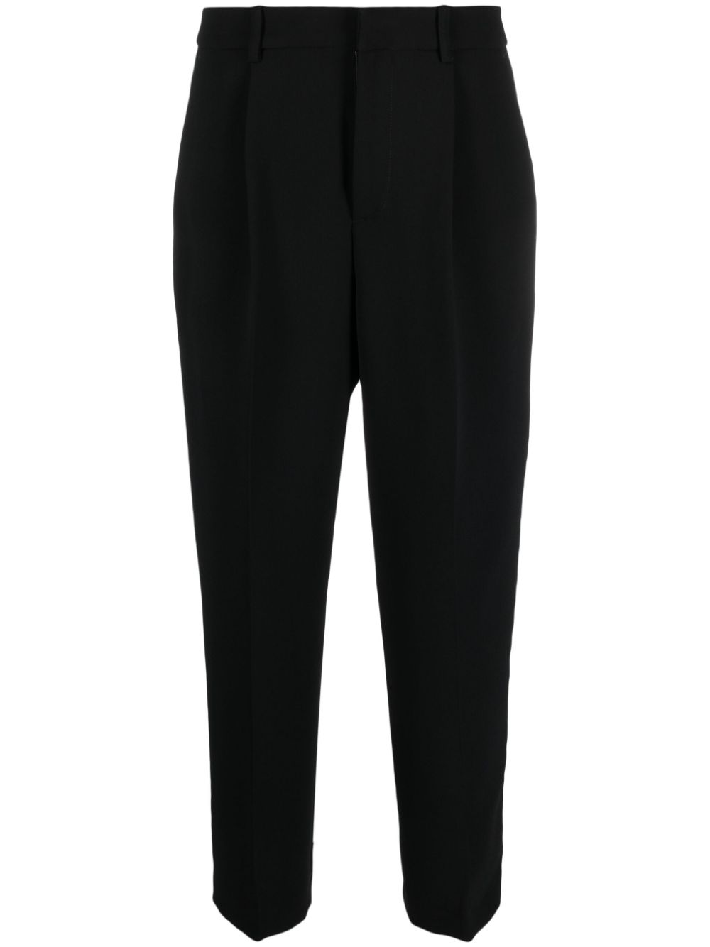 pressed-crease high-waisted cropped trousers