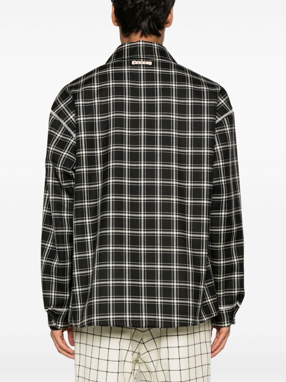 Shop Marni Plaid-pattern Virgin-wool Shirt Jacket In Black