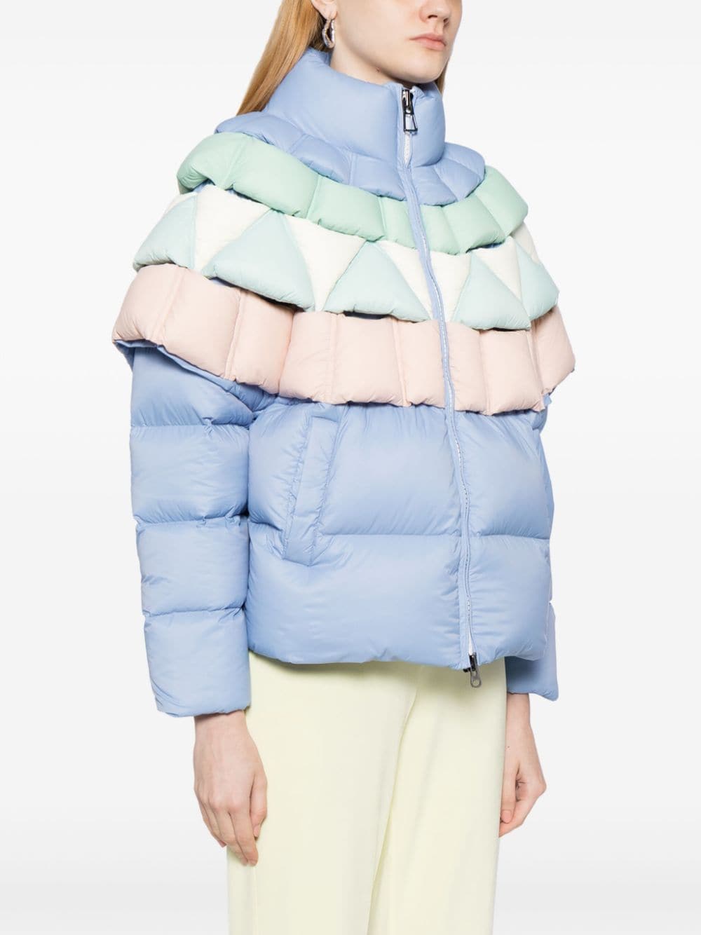 Shop Raxxy Colorful Funnel-neck Padded Jacket In Multicolour