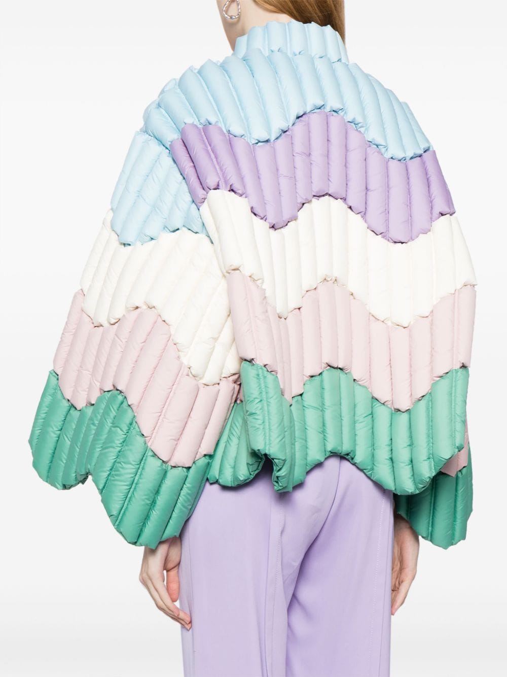 Shop Raxxy Wave-shaped Padded Jacket In Multicolour
