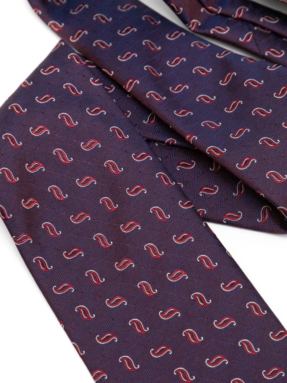 Brioni embroidered-motif silk tie - Paars