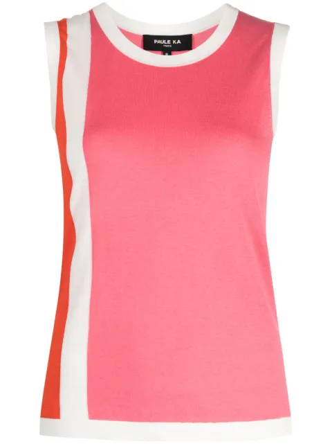 Paule Ka stripe-detail sleeveless top 
