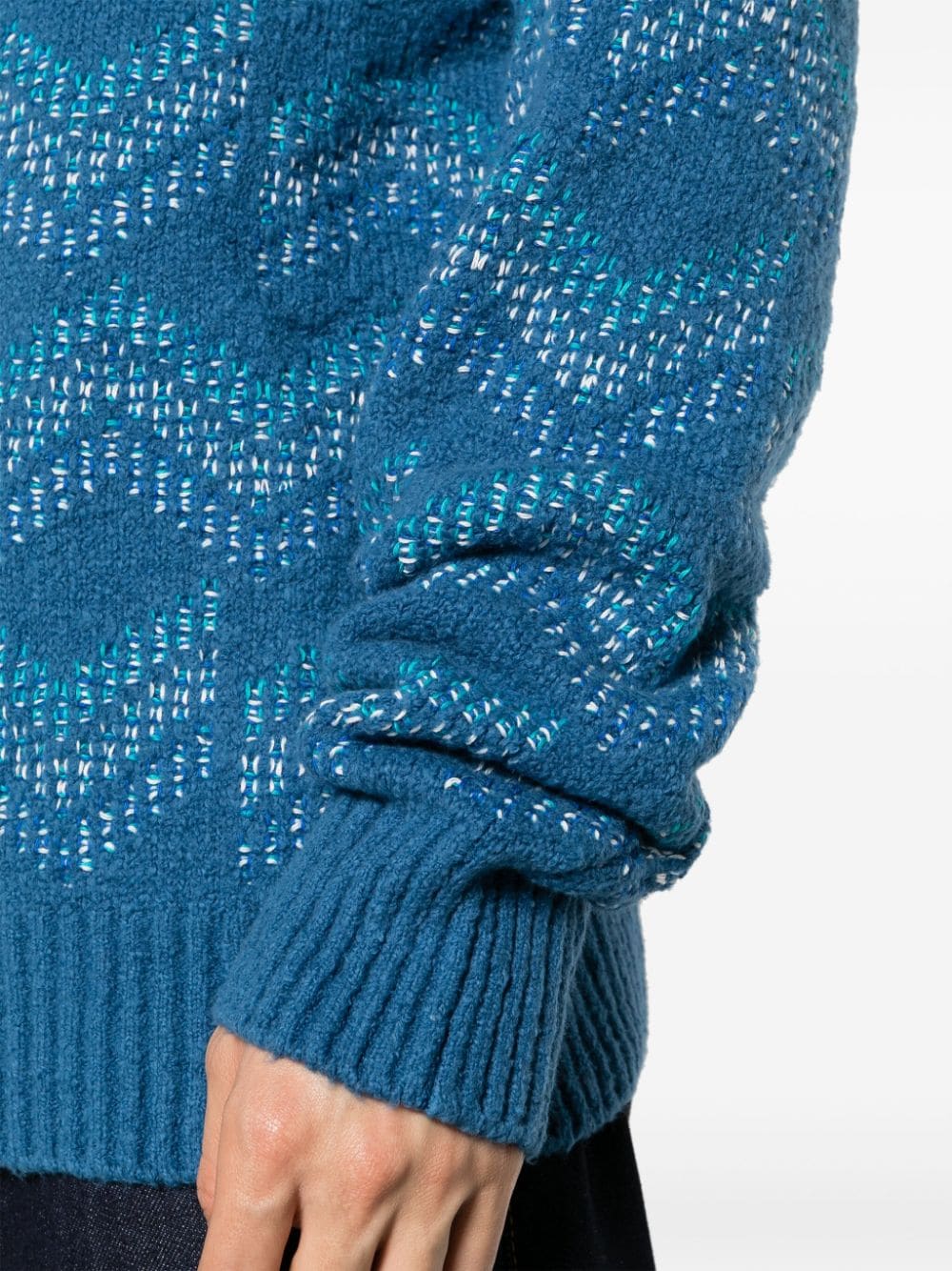 Shop Missoni Patterned-jacquard Textured Jumper In Blue