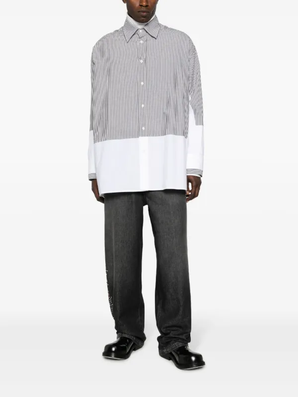 オープニング 大放出セール MM6 グレー | パネルシャツ ストライプ Margiela Maison トップス
