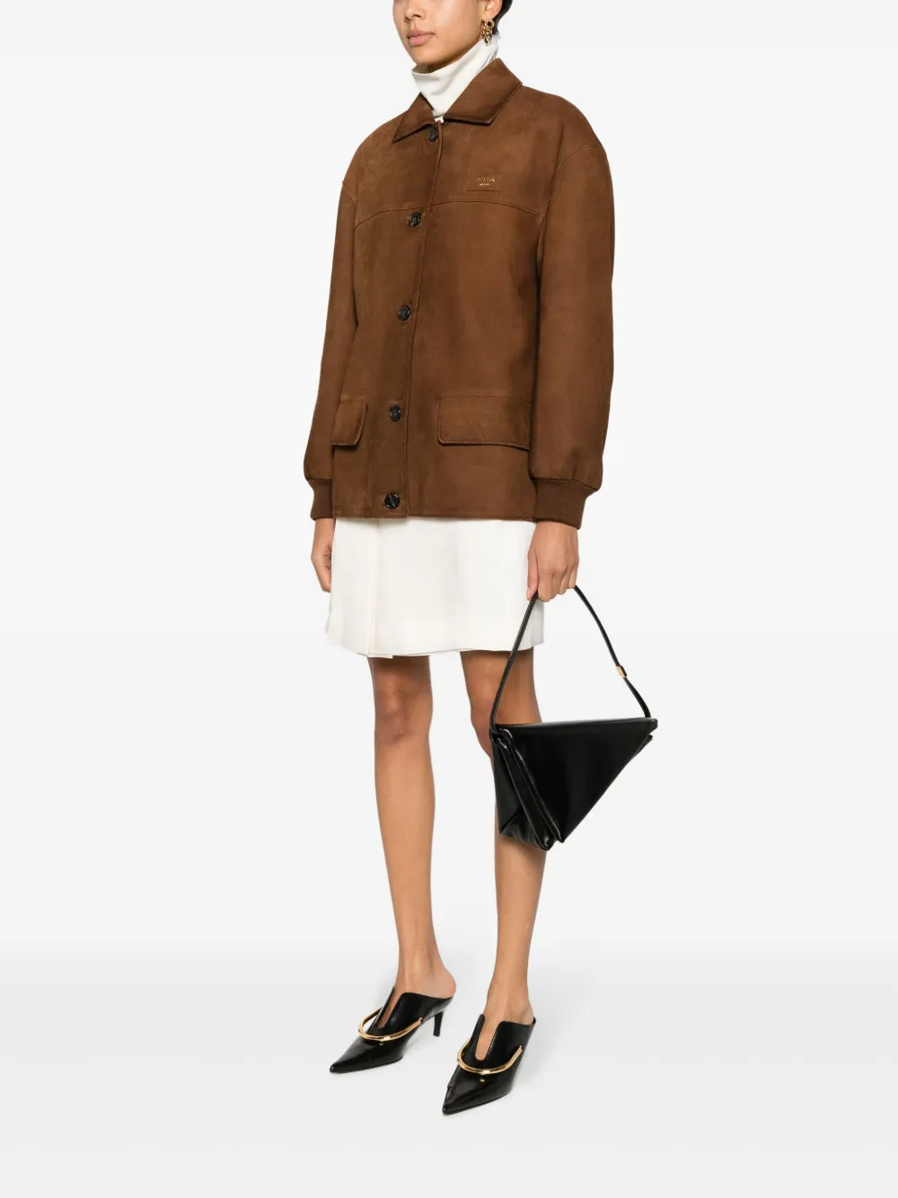 Marni Prisma Triangle leather shoulder bag - Zwart