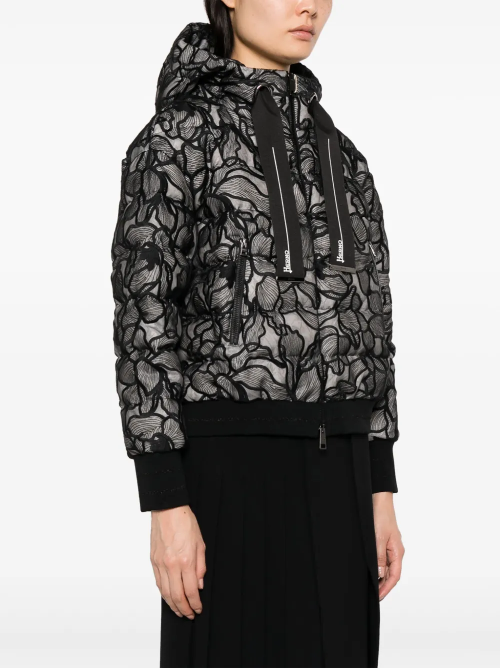Herno Lace-embellished Down Jacket In Black