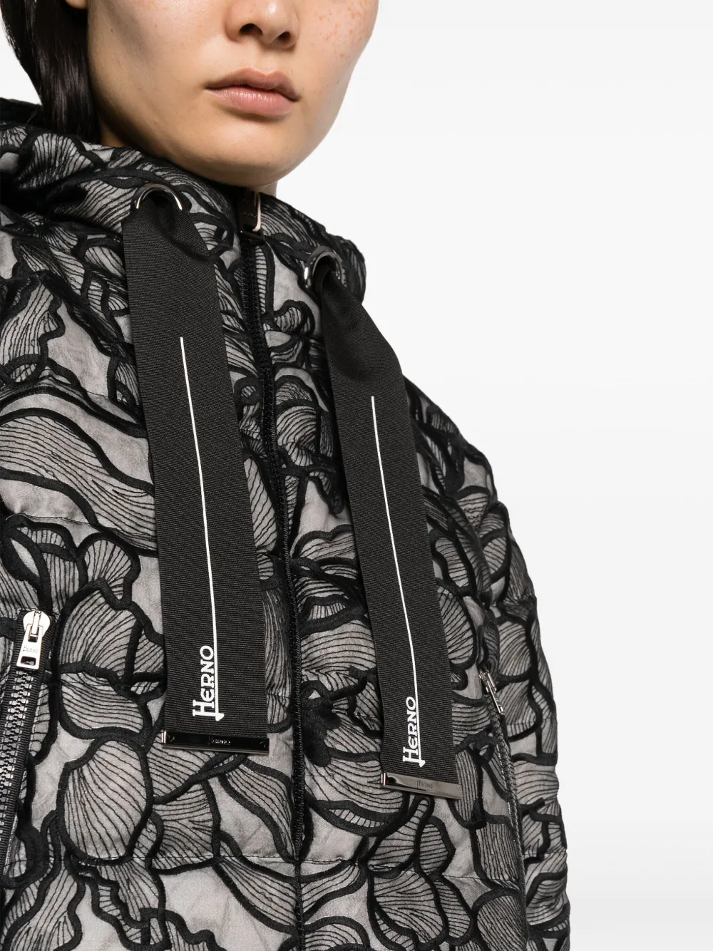 Herno Lace-embellished Down Jacket In Black