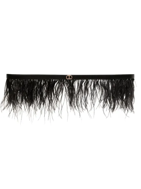 TWINSET logo-plaque feather-trim belt