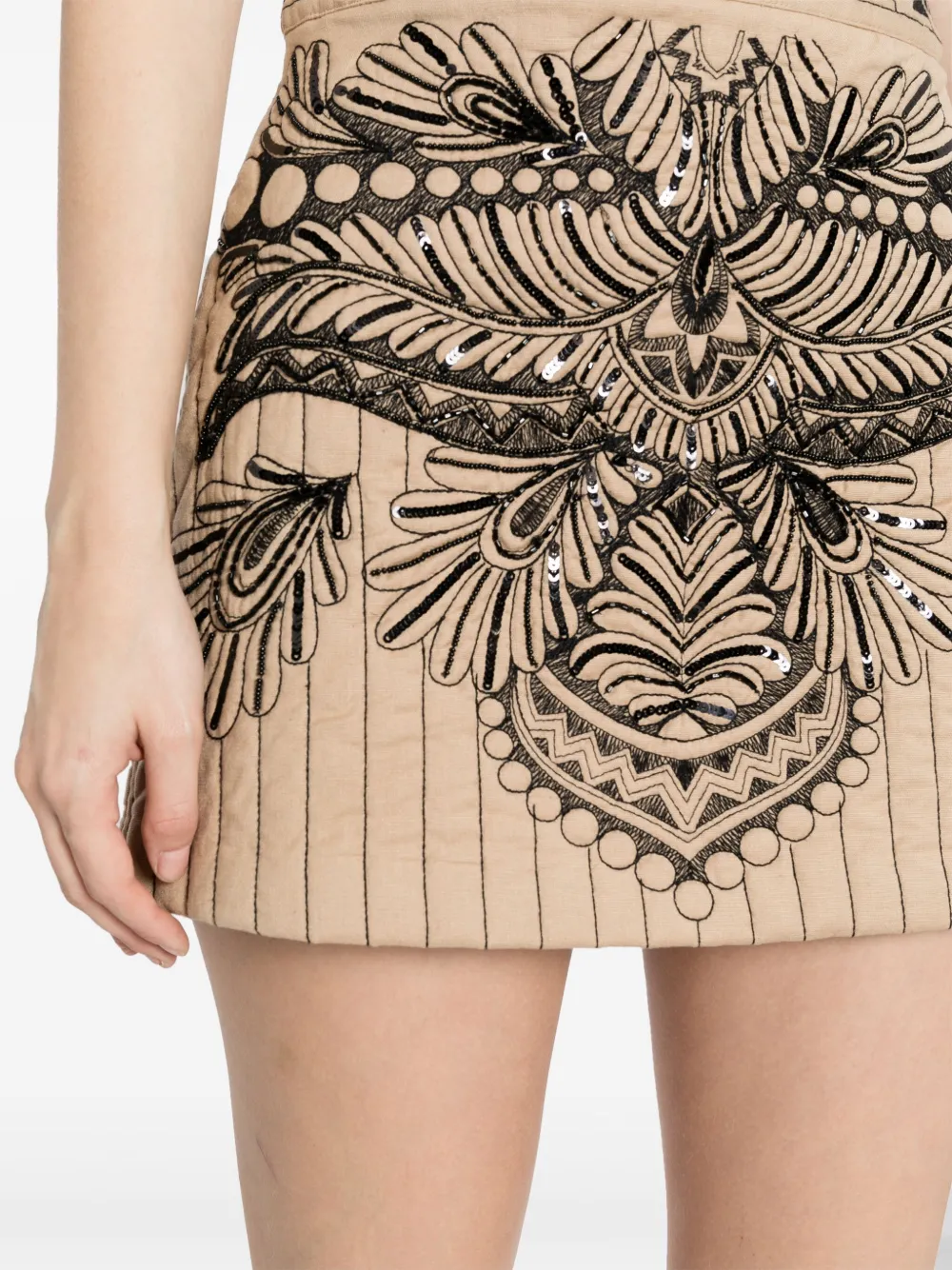 Shop Twinset Graphic-embroidered Quilted Miniskirt In Brown