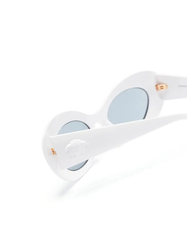Versace White Oval Sunglasses with Gold Medusa Accent Versace Medusa Embellished Oval Acetate Sunglasses | Neiman  main image 2