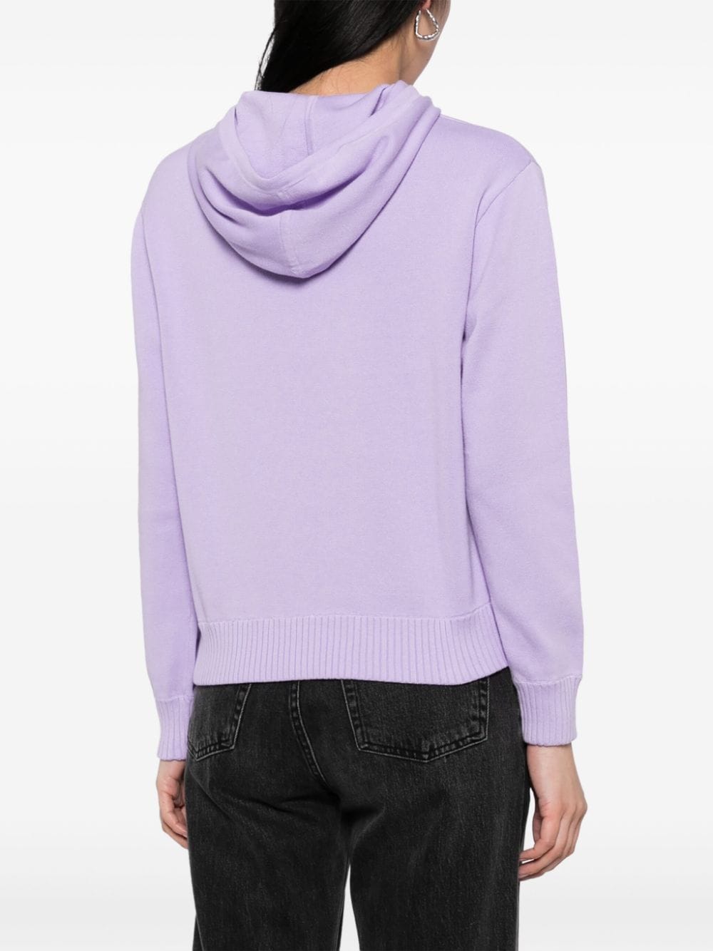 Shop Sport B. By Agnès B. Intarsia-knit Drawstring Cotton Hoodie In Purple