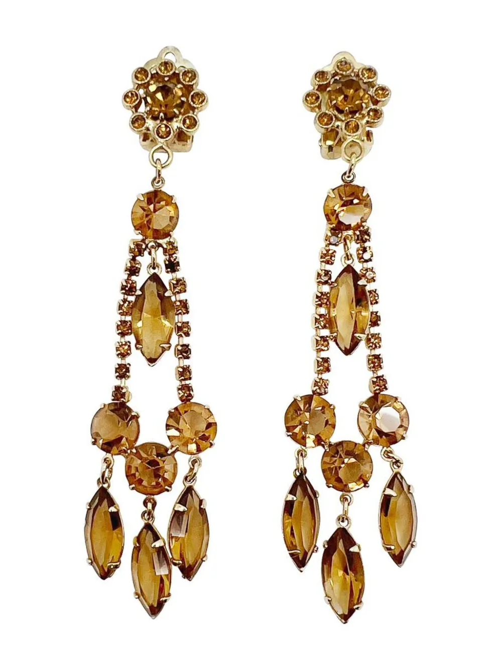 Jennifer Gibson Jewellery Vintage Topaz Crystal Long & Lovely Droplet