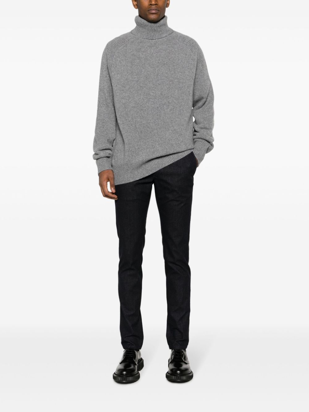 BOSS roll-neck virgin-wool jumper - Grijs