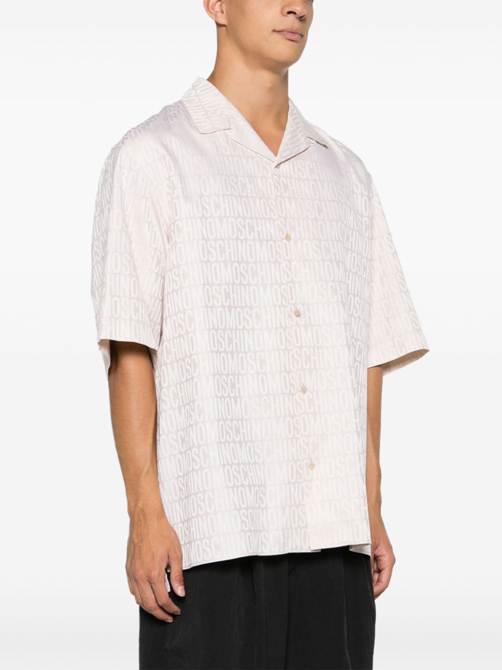 Shop Moschino Logo-jacquard Cotton Shirt In Neutrals