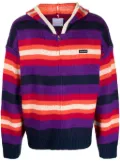 BLUEMARBLE logo-patch striped zip-up hoodie - Purple