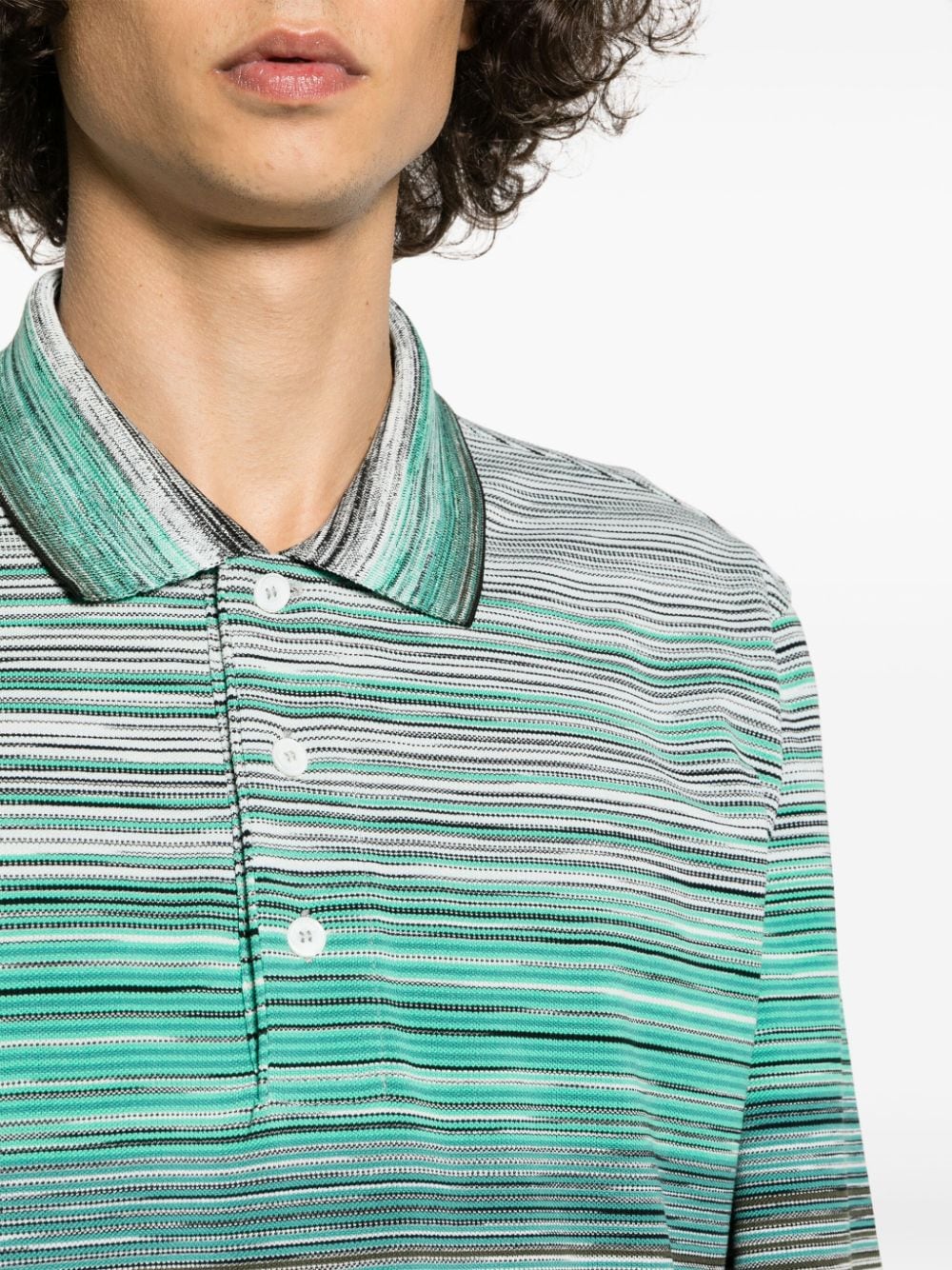 Shop Missoni Space Dyed Cotton Polo Shirt In Green