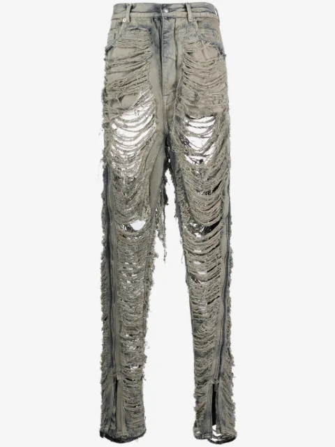 Rick Owens jeans slim con efecto envejecido
