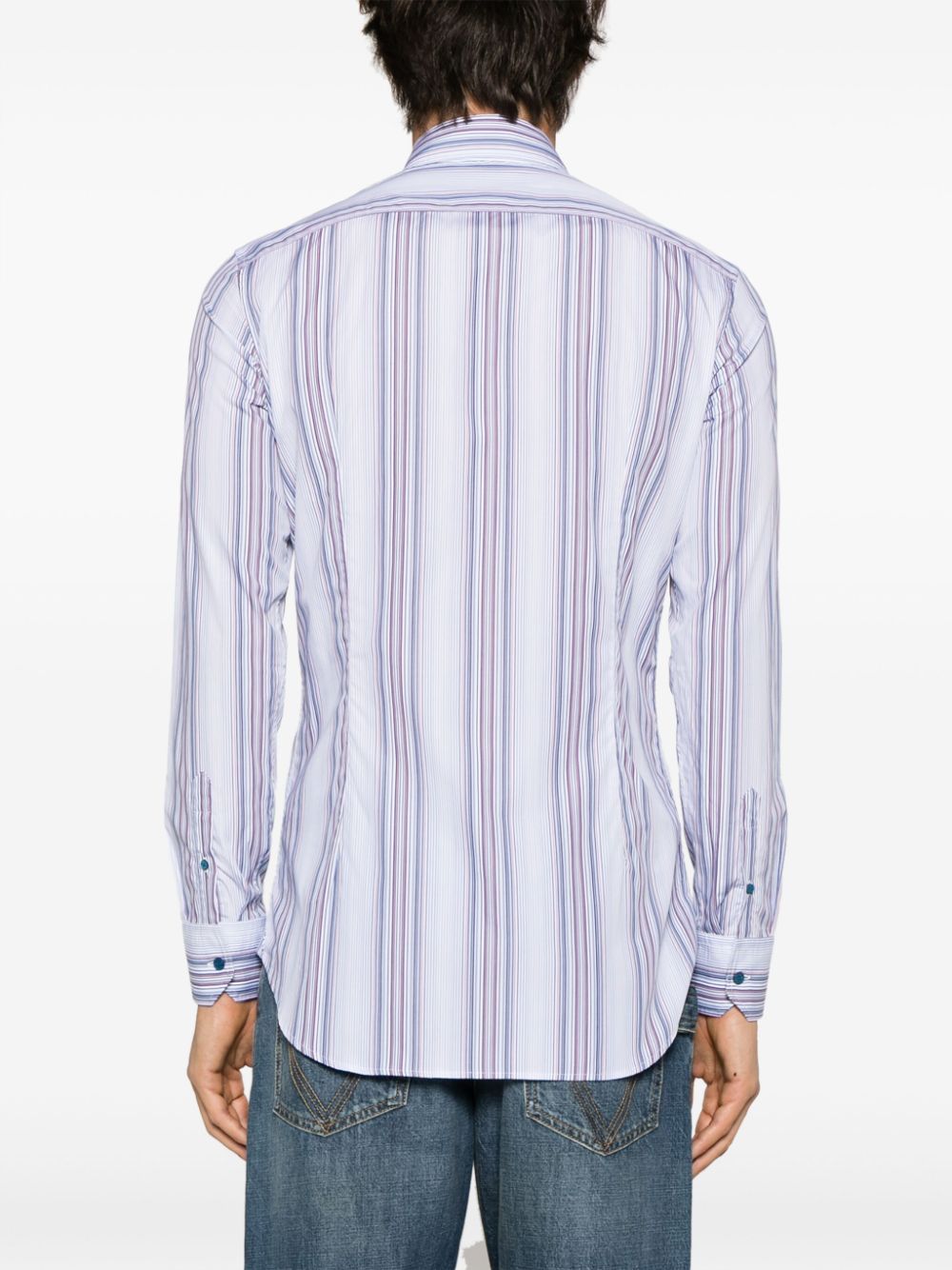 Shop Etro Striped Cotton Shirt In Blue