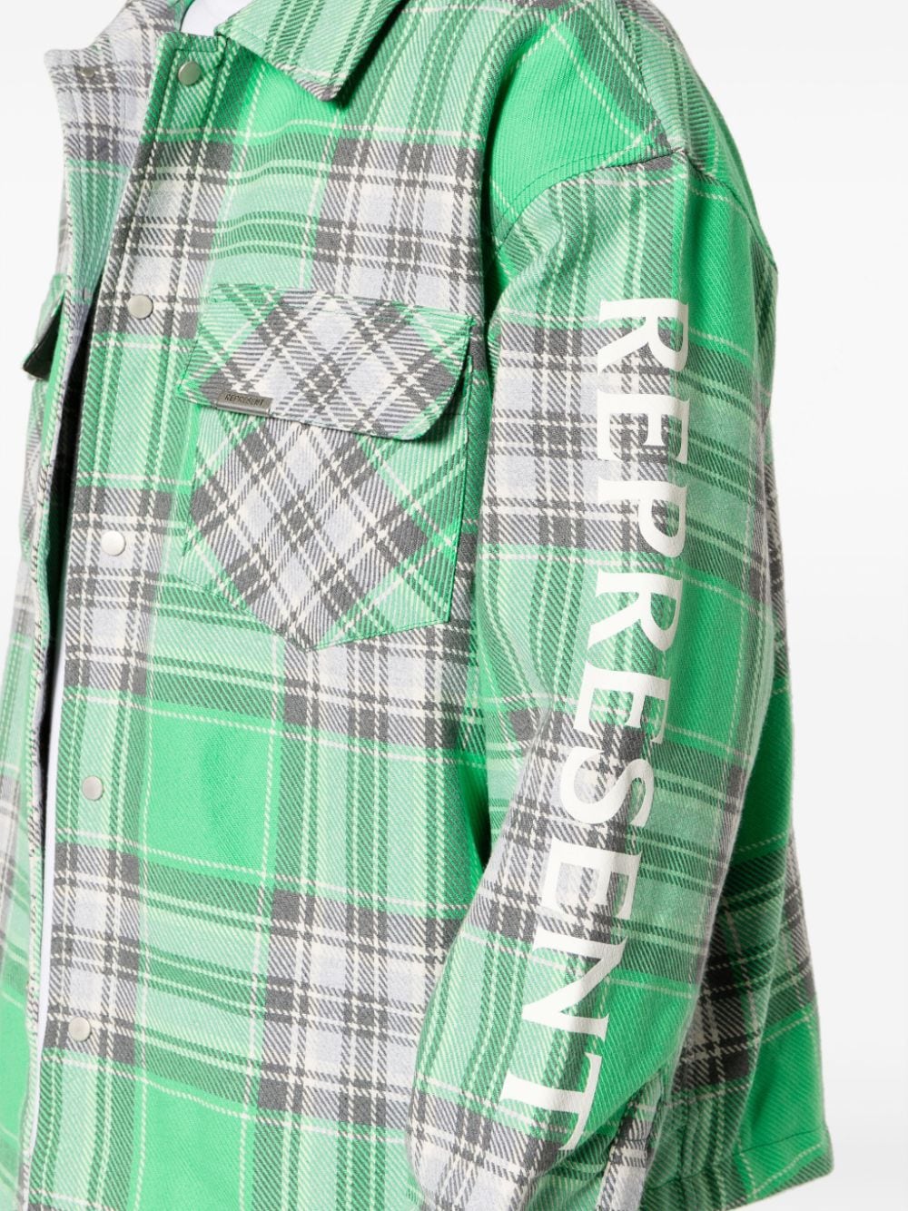Shop Represent Quilted Cotton Blend Over Shirt In Green