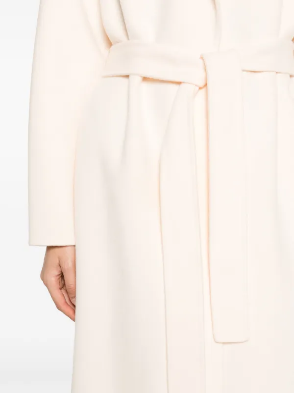 Cream belted wool coat on sale