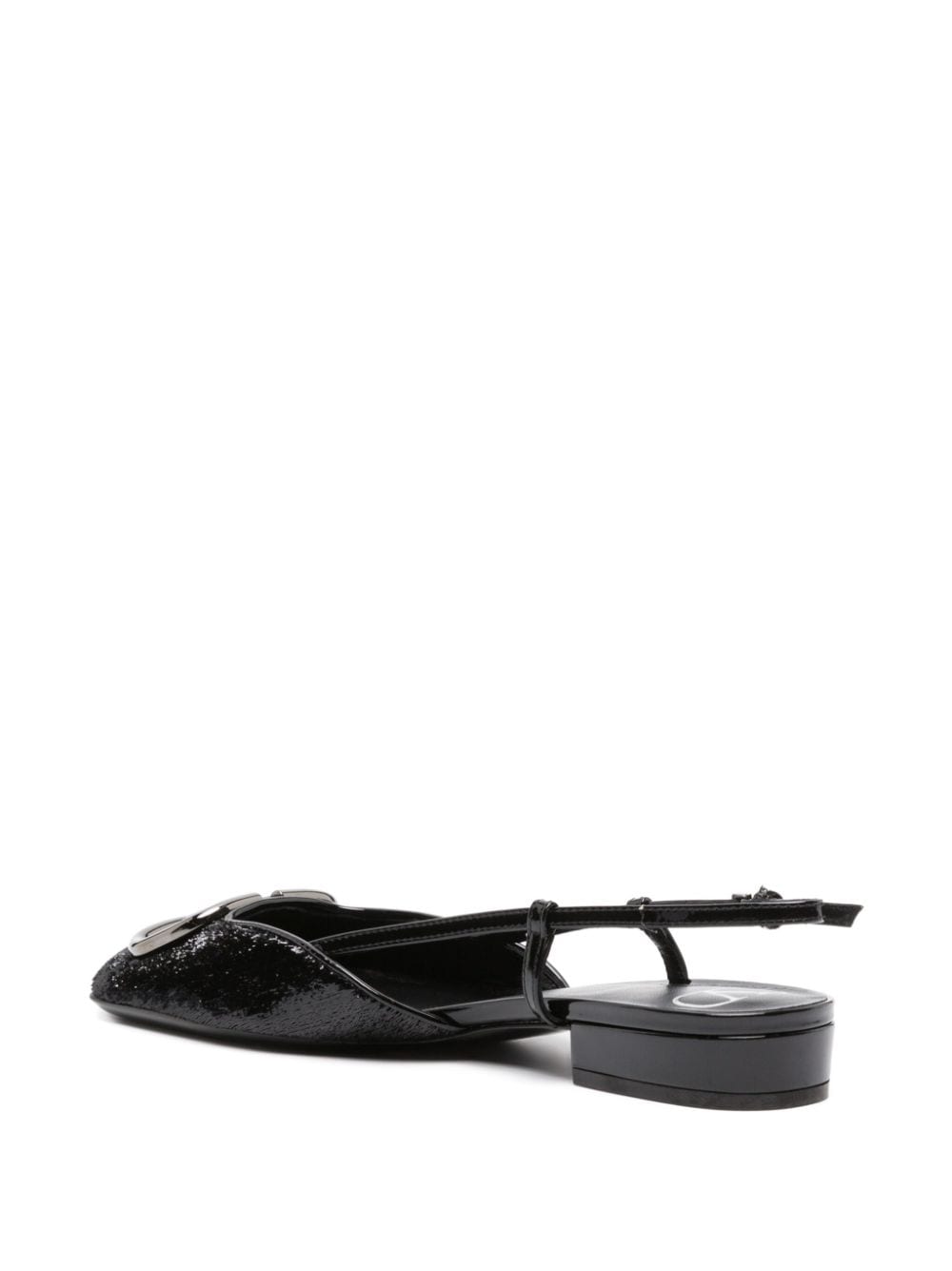 Shop Valentino Vlogo Signature Slingback Ballerina Shoes In Black