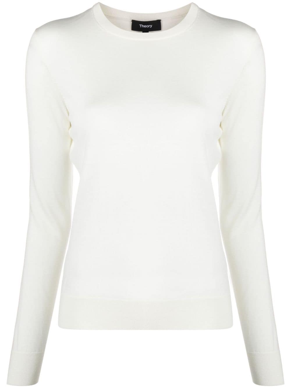 Theory Long-sleeve Wool Jumper In White