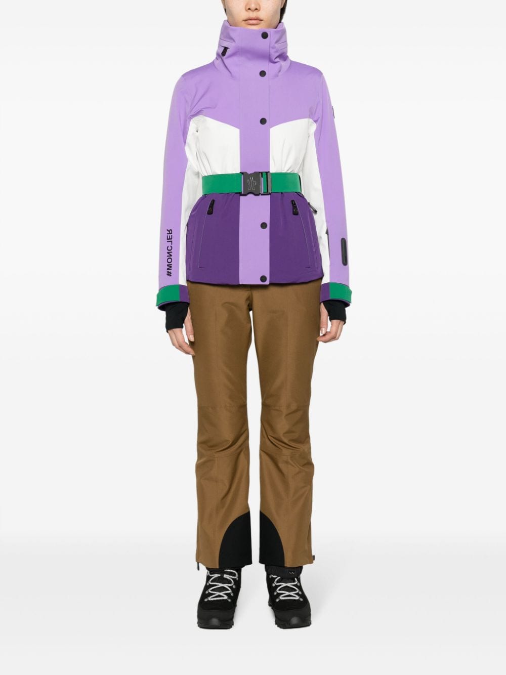 Shop Moncler Hainet Panelled Ski Jacket In Purple