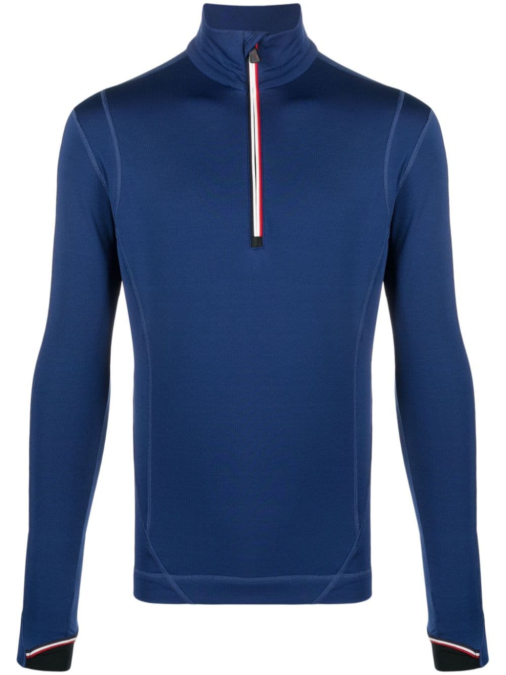 Shop Moncler Stripe-trim Half-zip Sweatshirt In Blue