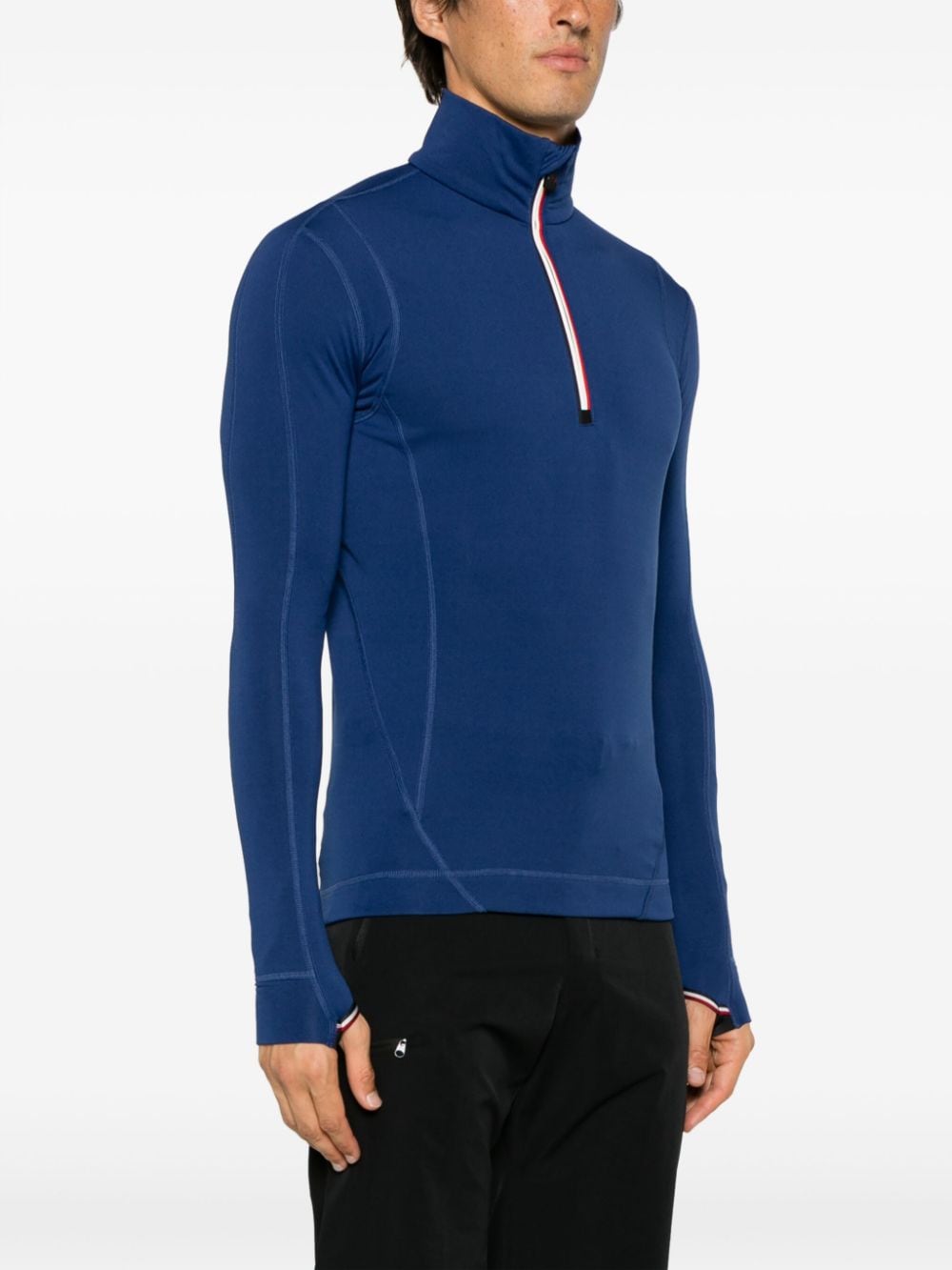 Shop Moncler Stripe-trim Half-zip Sweatshirt In Blue